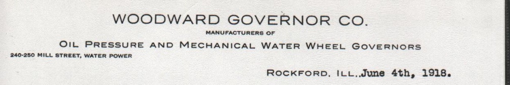 Woodward Governor Company letterhead from 1918.